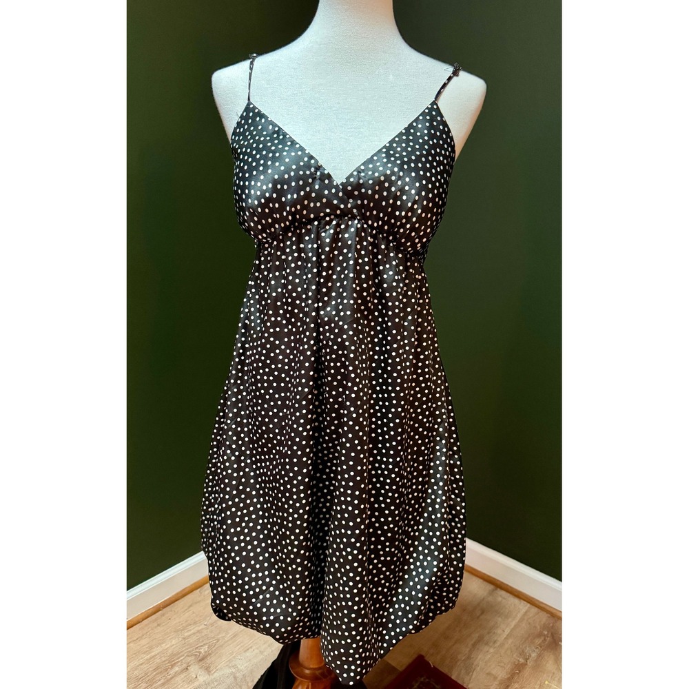 Y2K‎ MAXRAVE Black & White Polka Dot V-Neck Empire Waist Dress Women's M